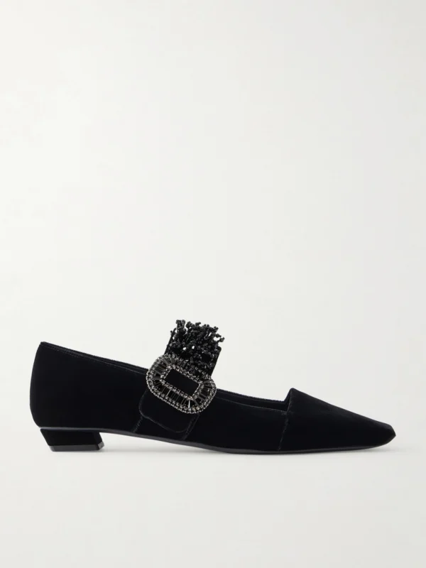 Roger Vivier Belle Vivier 25 Embellished Velvet Mary Jane Pumps