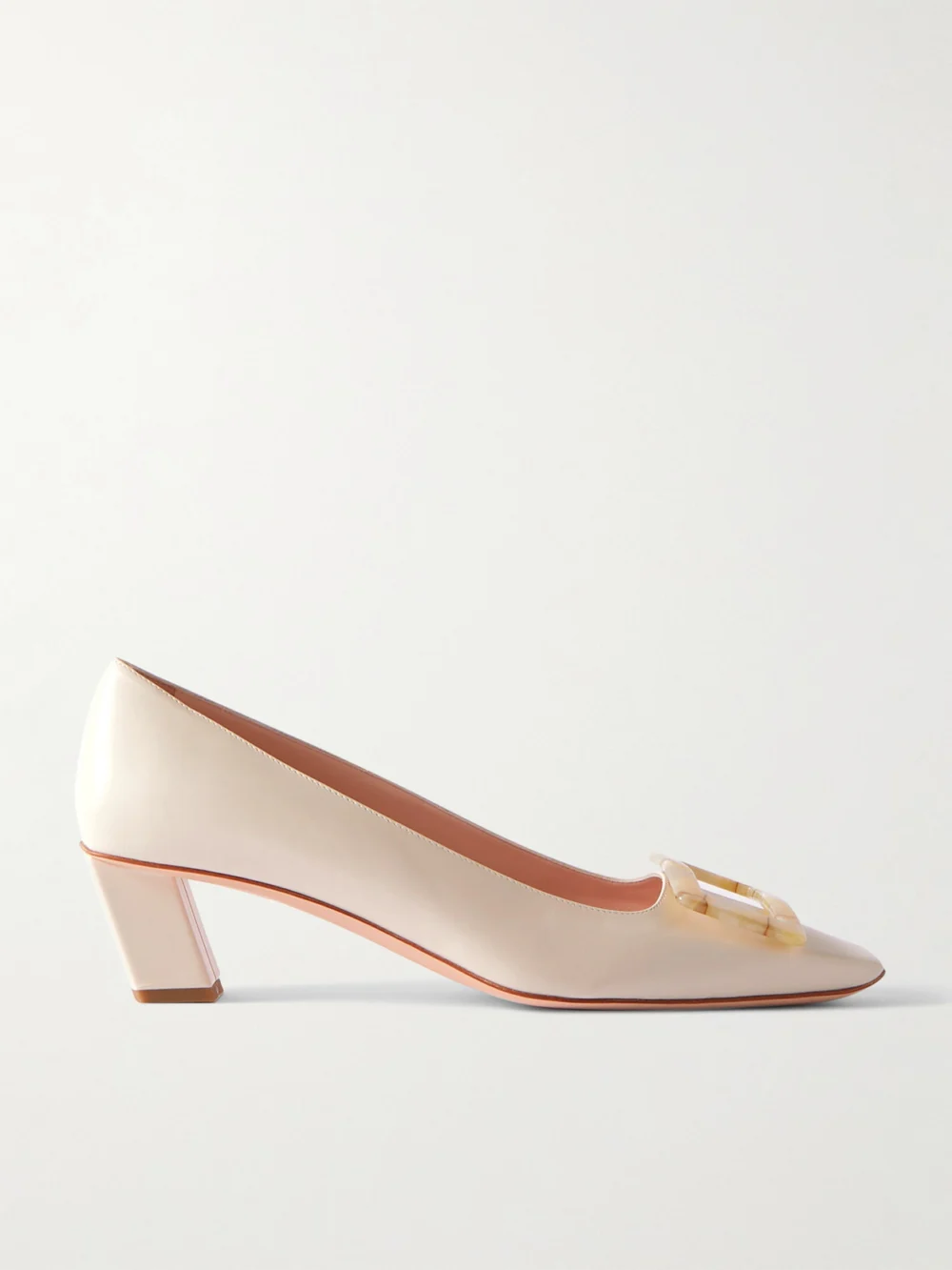 Roger Vivier Belle Vivier 45 Buckled Leather Pumps in cream