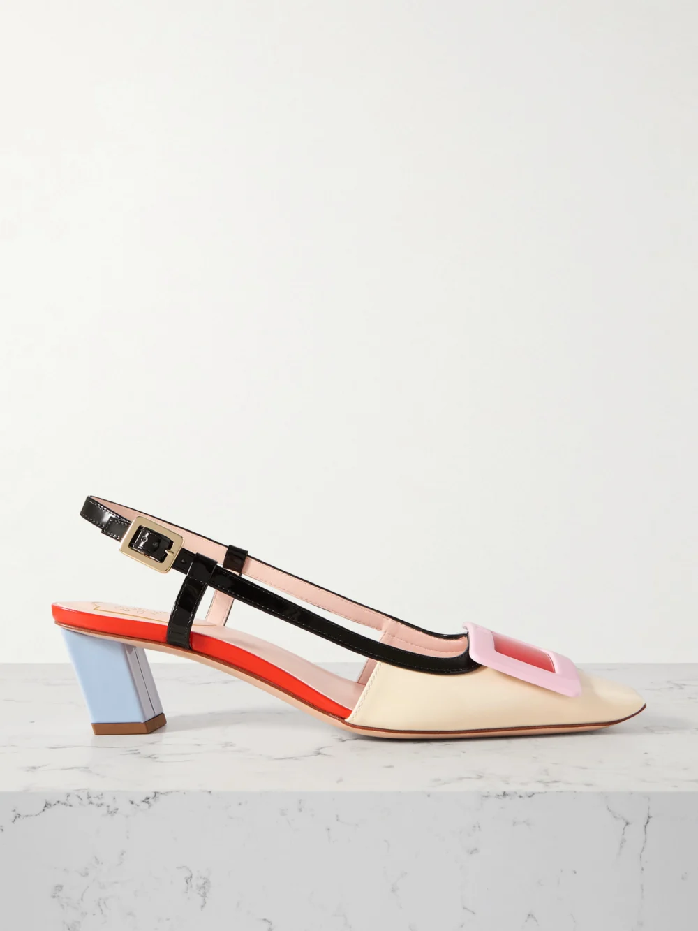 Roger Vivier Belle Vivier 45 Color-block Patent-leather Slingback Pumps in multi