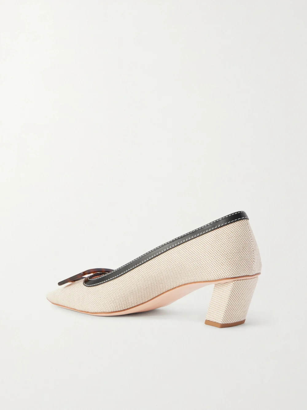 Back view of the Roger Vivier Belle Vivier 45 Leather-trimmed Canvas Pumps