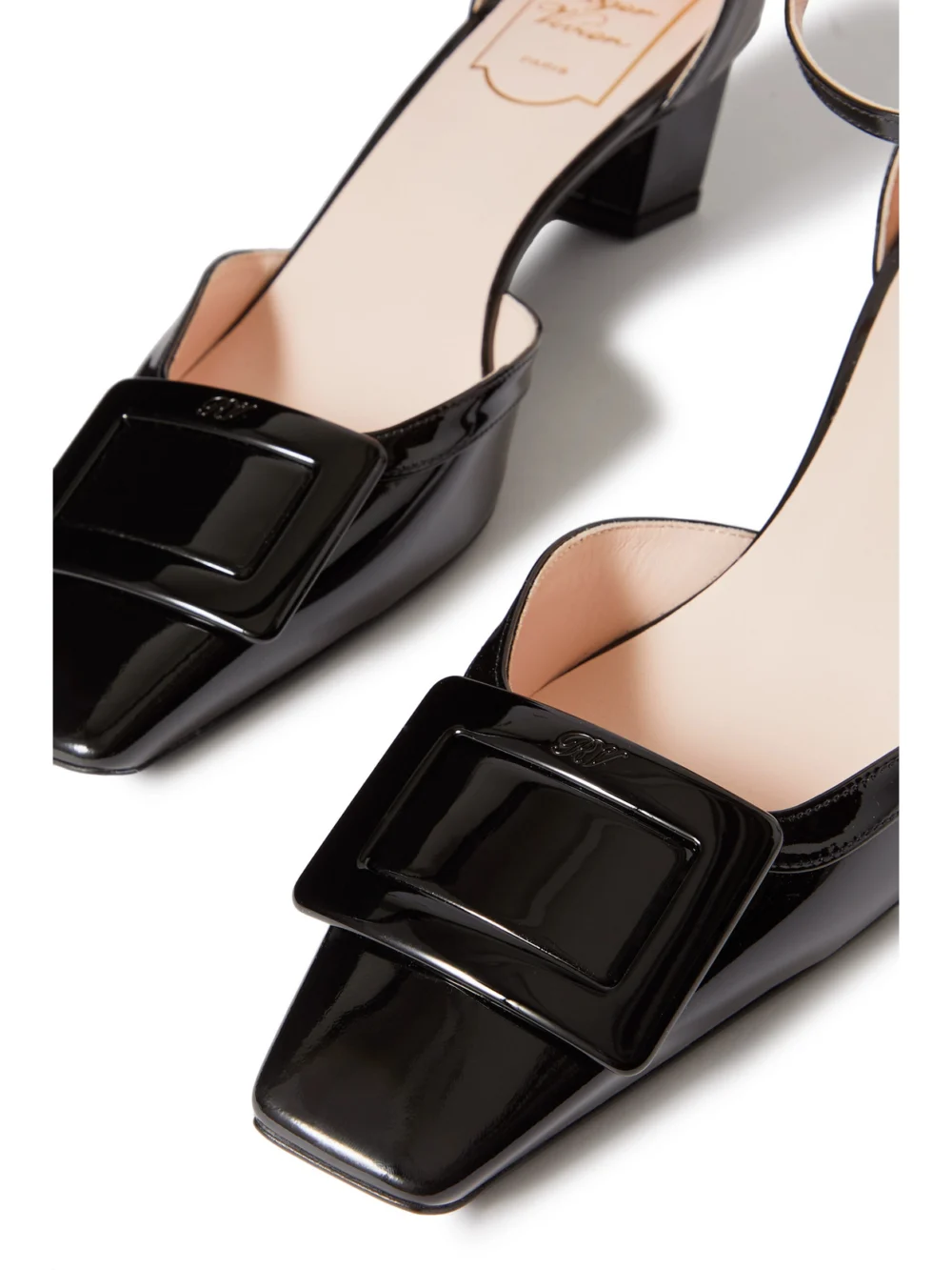 Close-up detail of the Roger Vivier Belle Vivier 45 Patent-leather Pumps