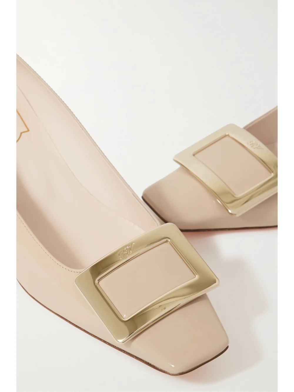 Close-up detail of the Roger Vivier Belle Vivier 45 Patent-leather Pumps
