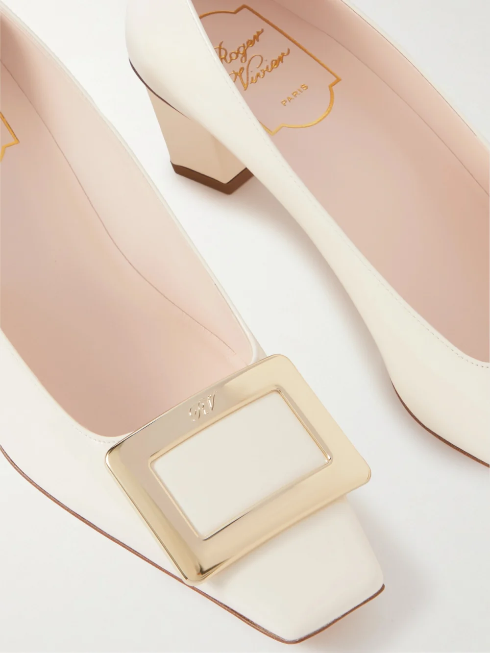 Close-up detail of the Roger Vivier Belle Vivier 45 Patent-leather Pumps