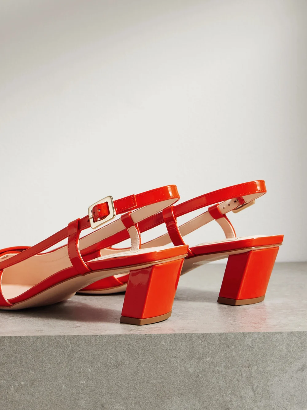 Back view of the Roger Vivier Belle Vivier 45 Patent-leather Slingback Pumps