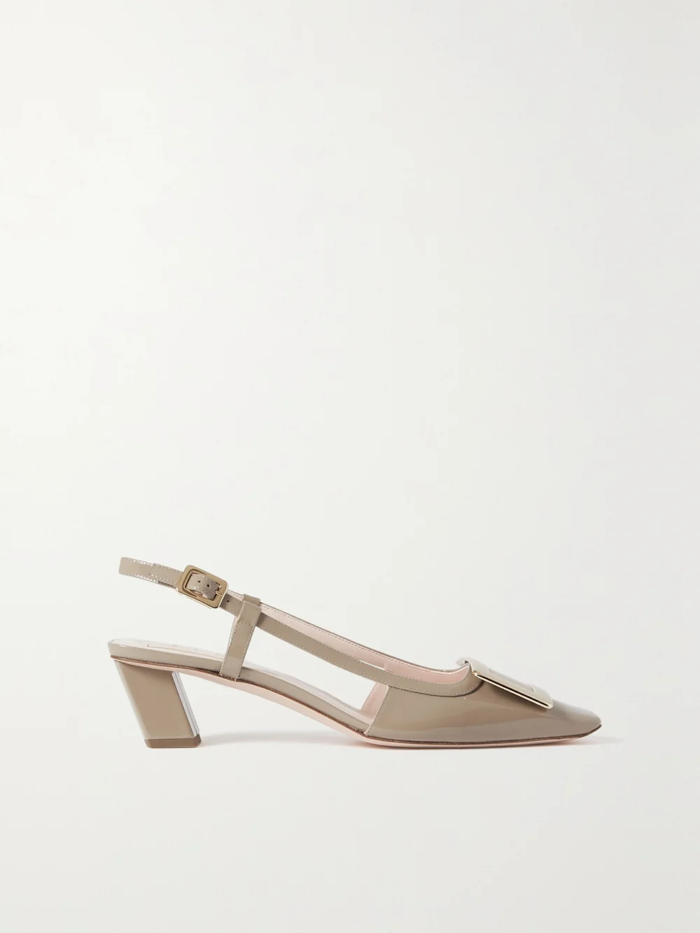 Roger Vivier Belle Vivier 45 Patent-leather Slingback Pumps in taupe