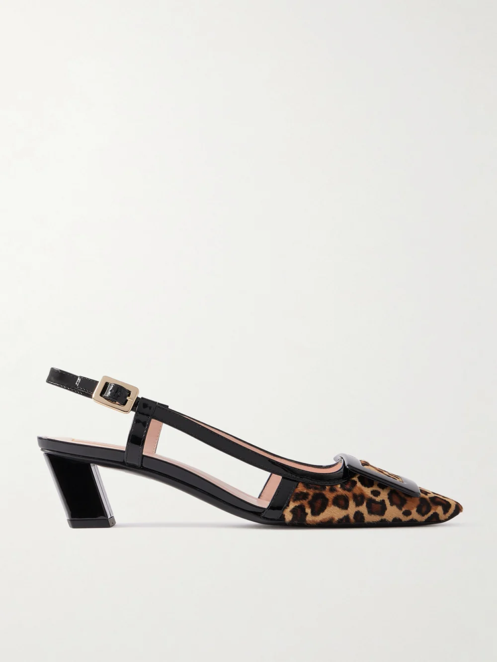 Roger Vivier Belle Vivier 45 Patent Leather-trimmed Leopard-print Pony Hair Slingback Pumps in leopard print