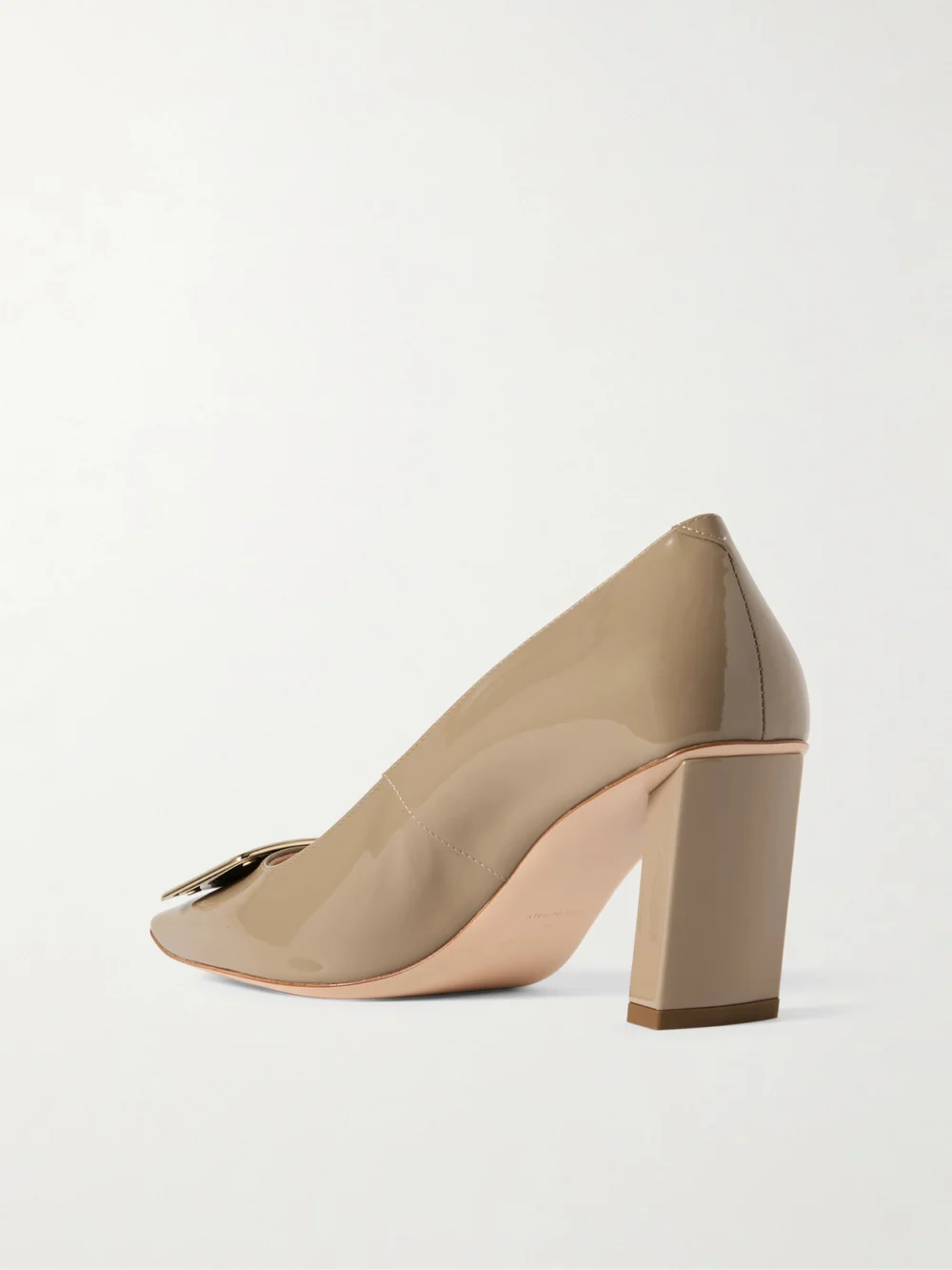 Back view of the Roger Vivier Belle Vivier 75 Buckled Patent-leather Pumps