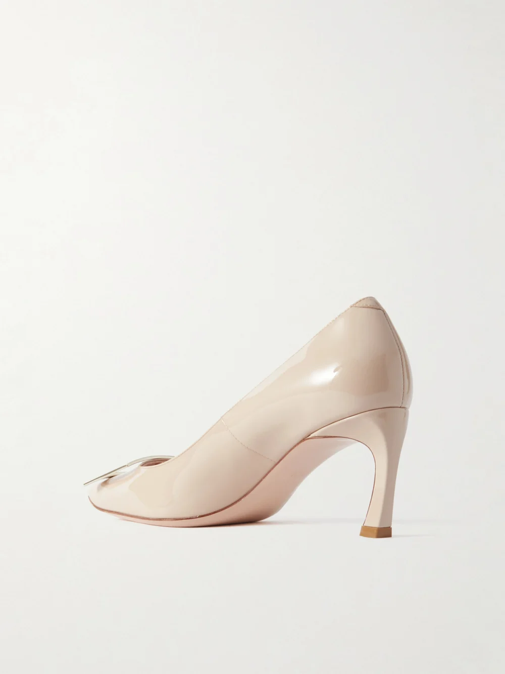 Back view of the Roger Vivier Belle Vivier Trompette 70 Buckled Patent-leather Pumps