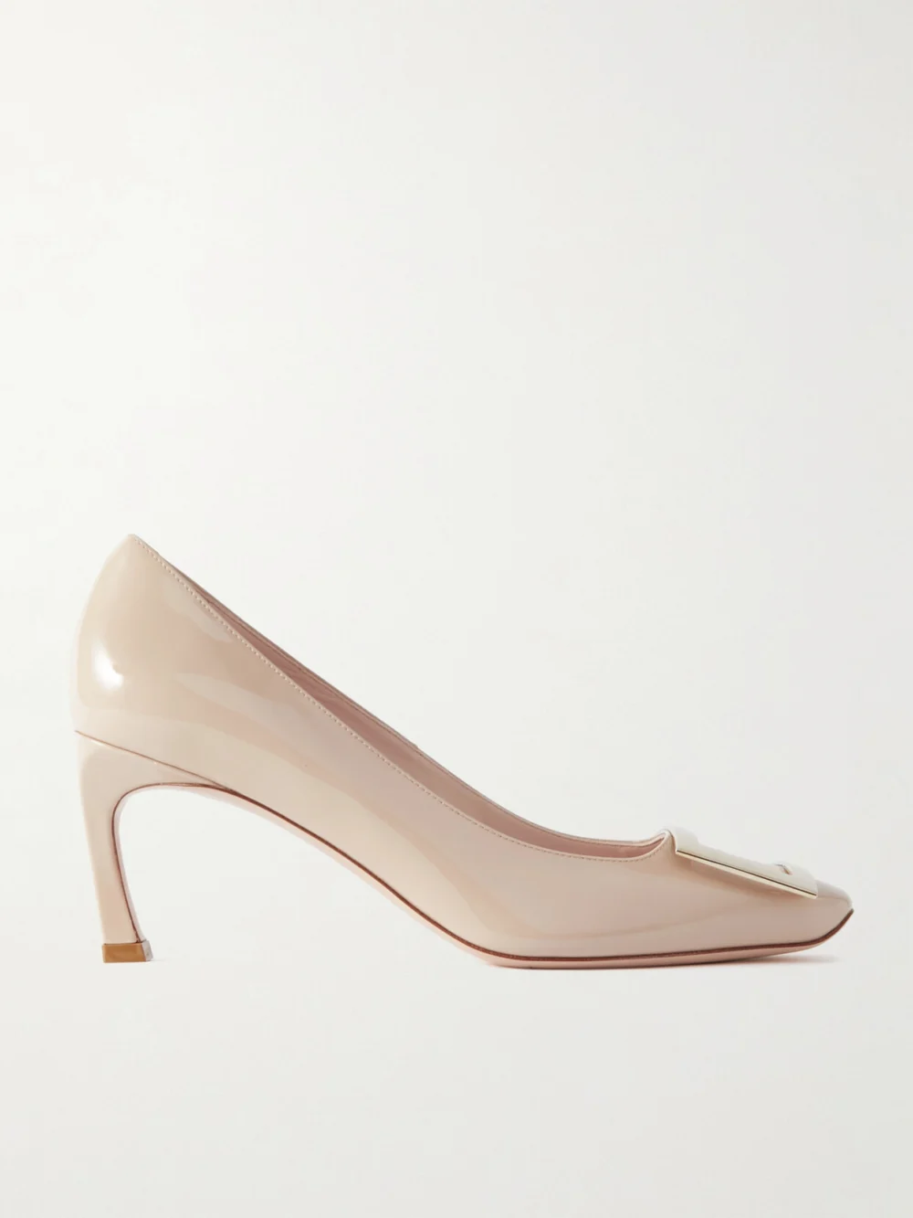 Roger Vivier Belle Vivier Trompette 70 Buckled Patent-leather Pumps in beige