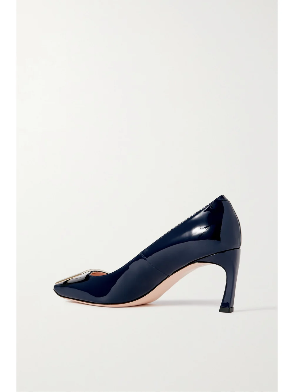 Back view of the Roger Vivier Belle Vivier Trompette 70 Buckled Patent-leather Pumps