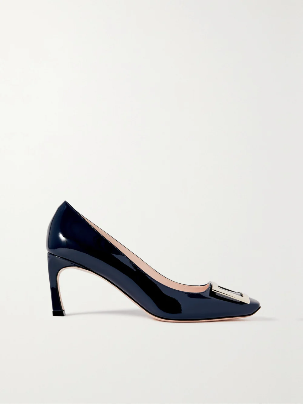 Roger Vivier Belle Vivier Trompette 70 Buckled Patent-leather Pumps in navy