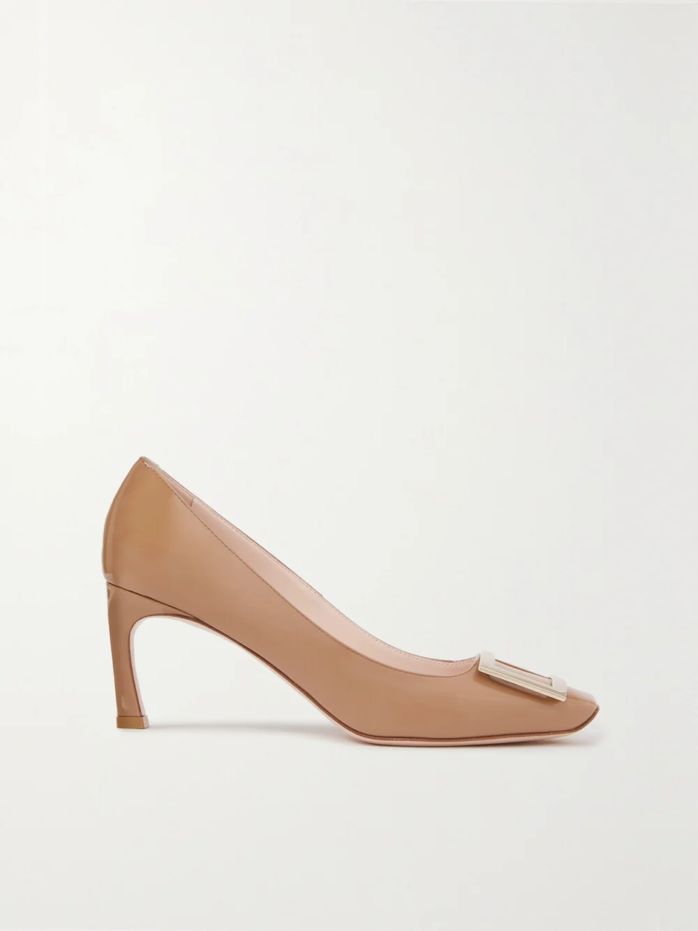 Roger Vivier Belle Vivier Trompette 70 Embellished Patent-leather Pumps in beige