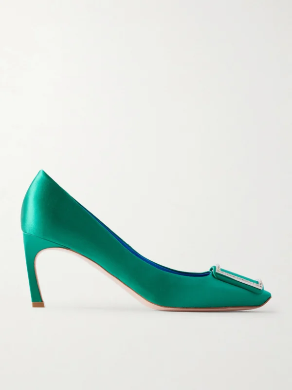 Roger Vivier Decollete Trompette 70 Embellished Satin Pumps