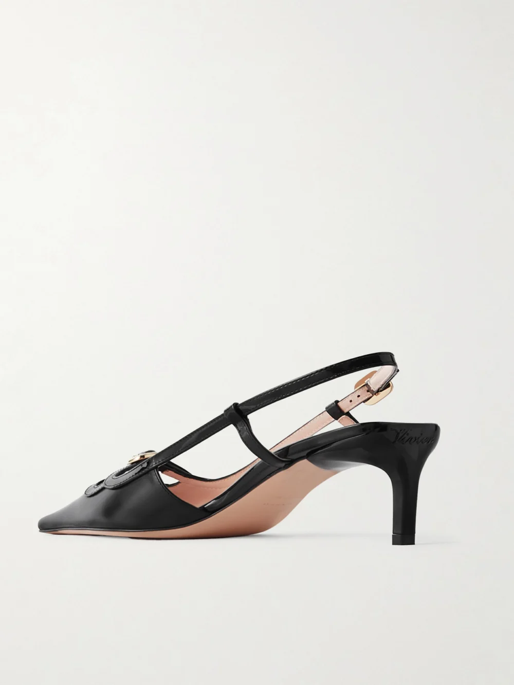 Back view of the Roger Vivier Nagoya 55 Embellished Leather Slingback Pumps