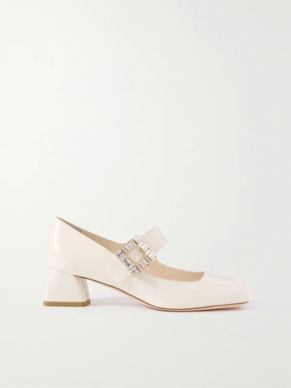 Roger Vivier Très Vivier 45 Crystal-embellished Patent-leather Mary Jane Pumps