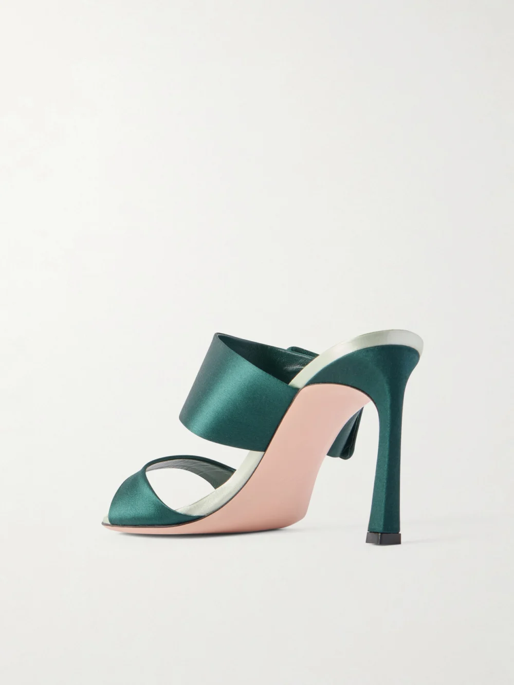 Back view of the Roger Vivier Trompette 85 Crystal-embellished Satin Mules