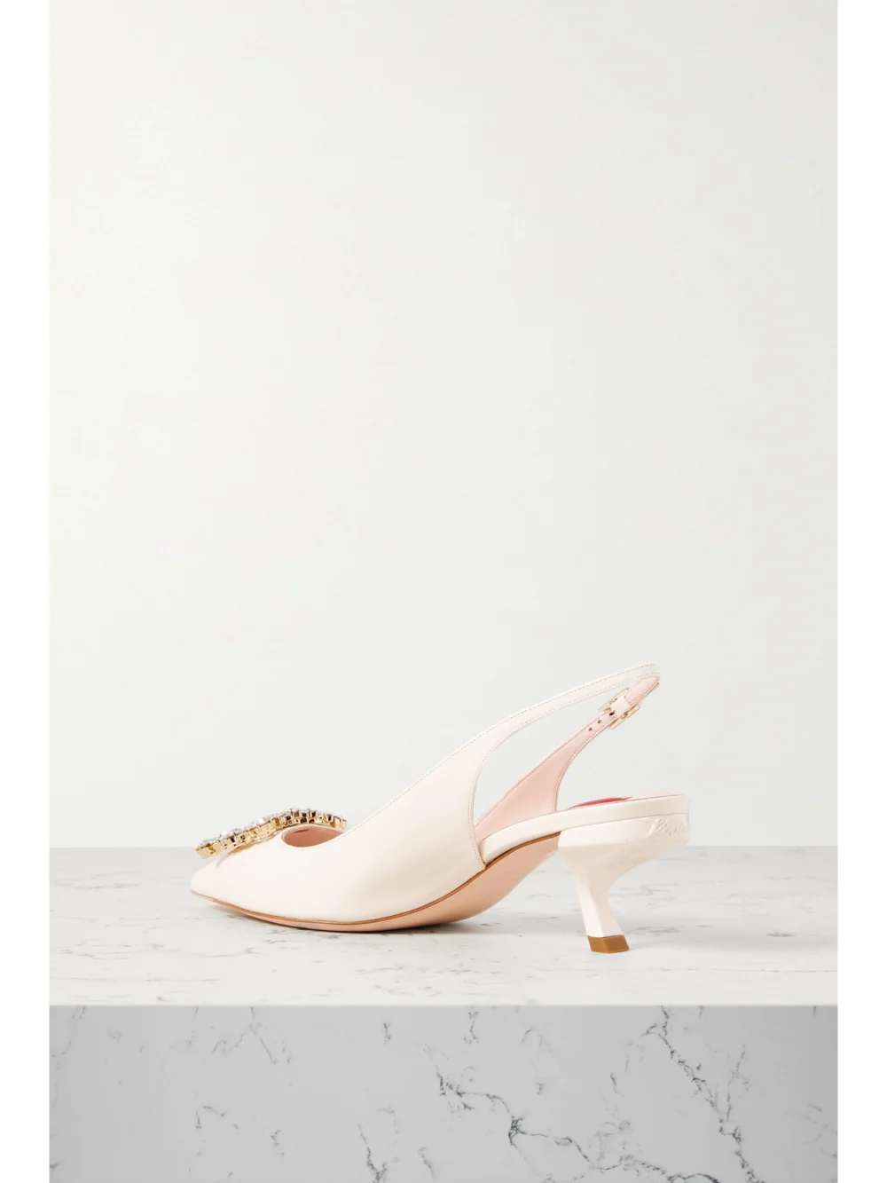Back view of the Roger Vivier Virgule Strass Crystal-embellished Patent-leather Slingback Pumps