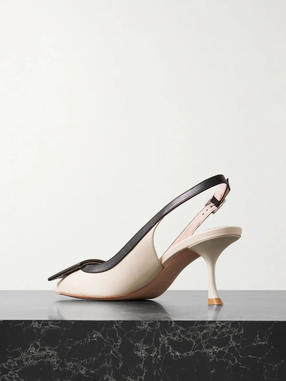 Back view of the Roger Vivier Viv in the City 65 Two-tone Leather Point-toe Slingback Pumps