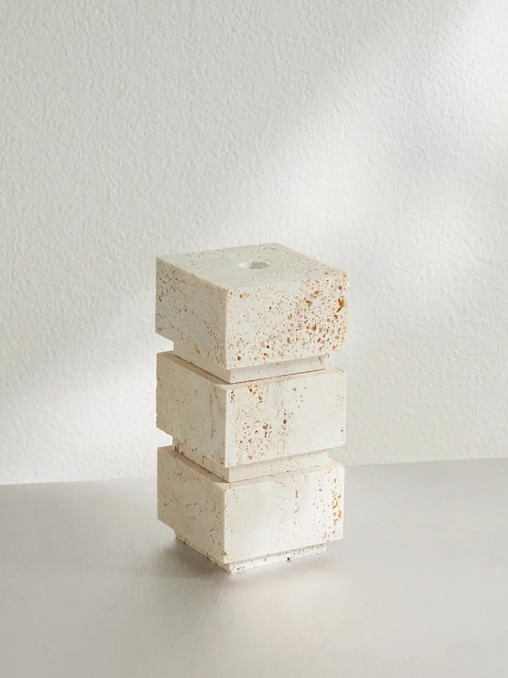 Róhe Small Travertine Candleholder in off-white
