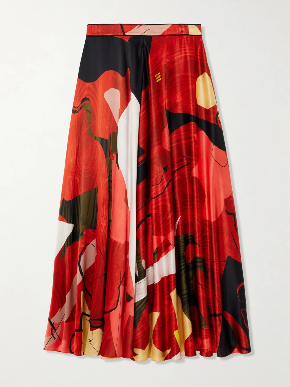 Roksanda Ameera Printed Satin Midi Skirt in red