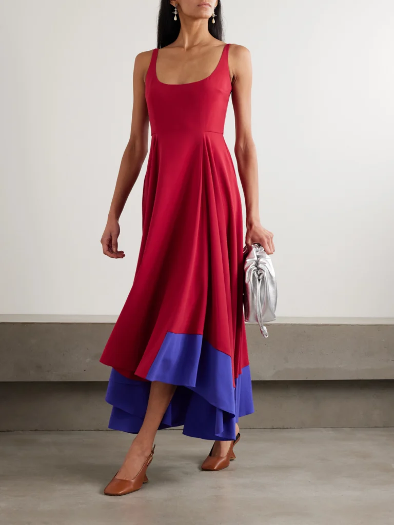 Roksanda Awn Asymmetric Two-tone Crepe Dress