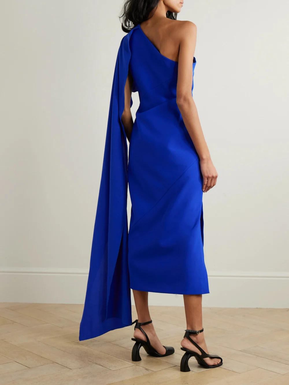 Back view of the Roksanda Cape-effect Draped Crepe Midi Dress