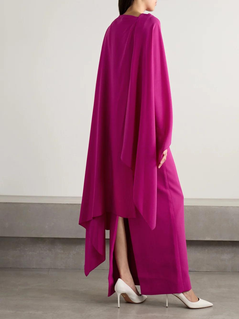 Back view of the Roksanda Demetria Cape-effect Pleated Crepe Gown