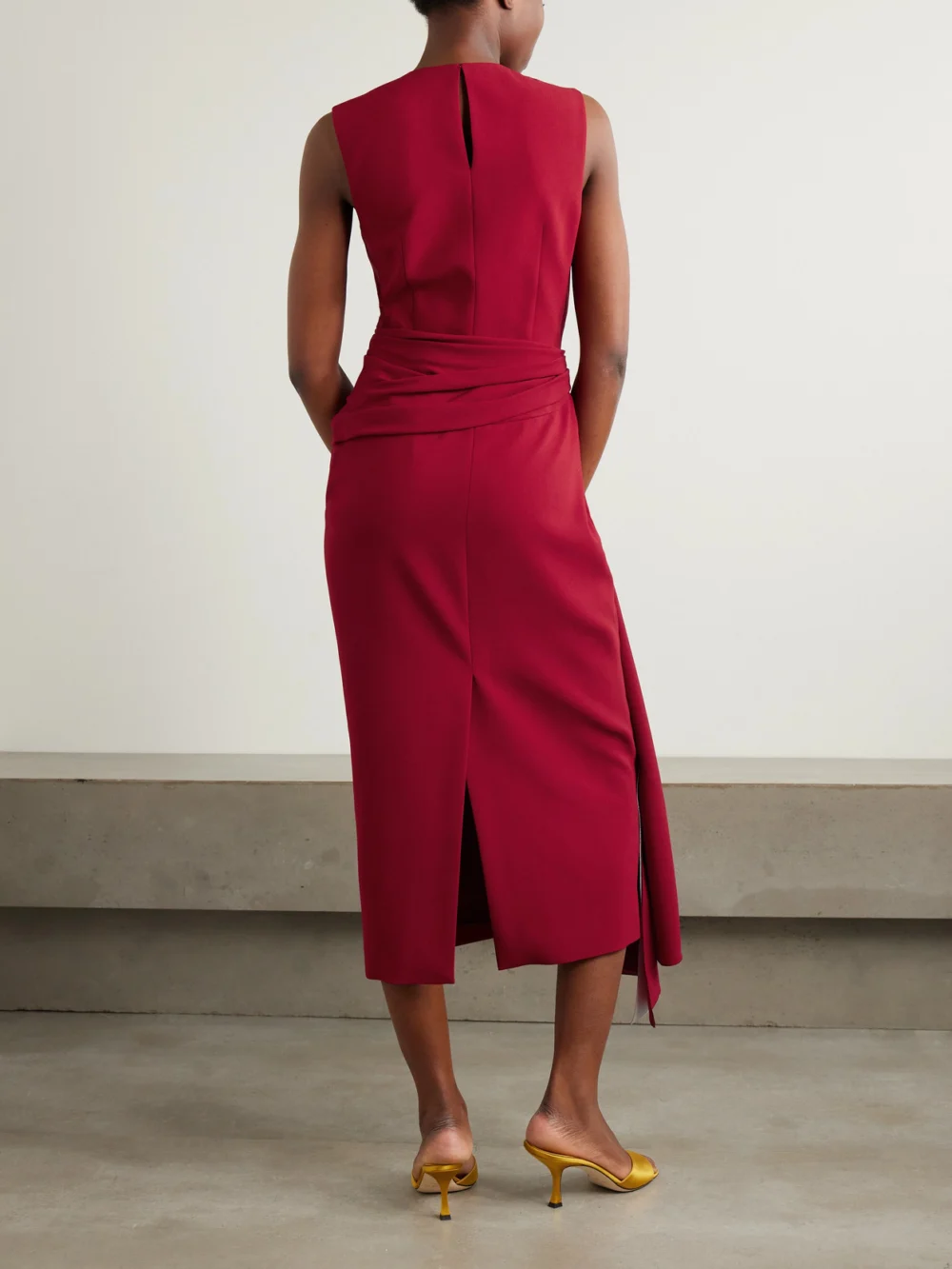 Back view of the Roksanda Elham Draped Crepe Midi Dress
