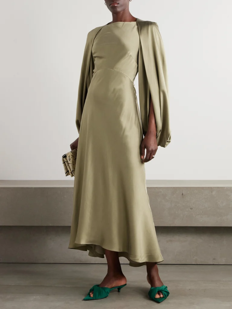 Roksanda Koda Draped Cape-effect Silk-satin Maxi Dress