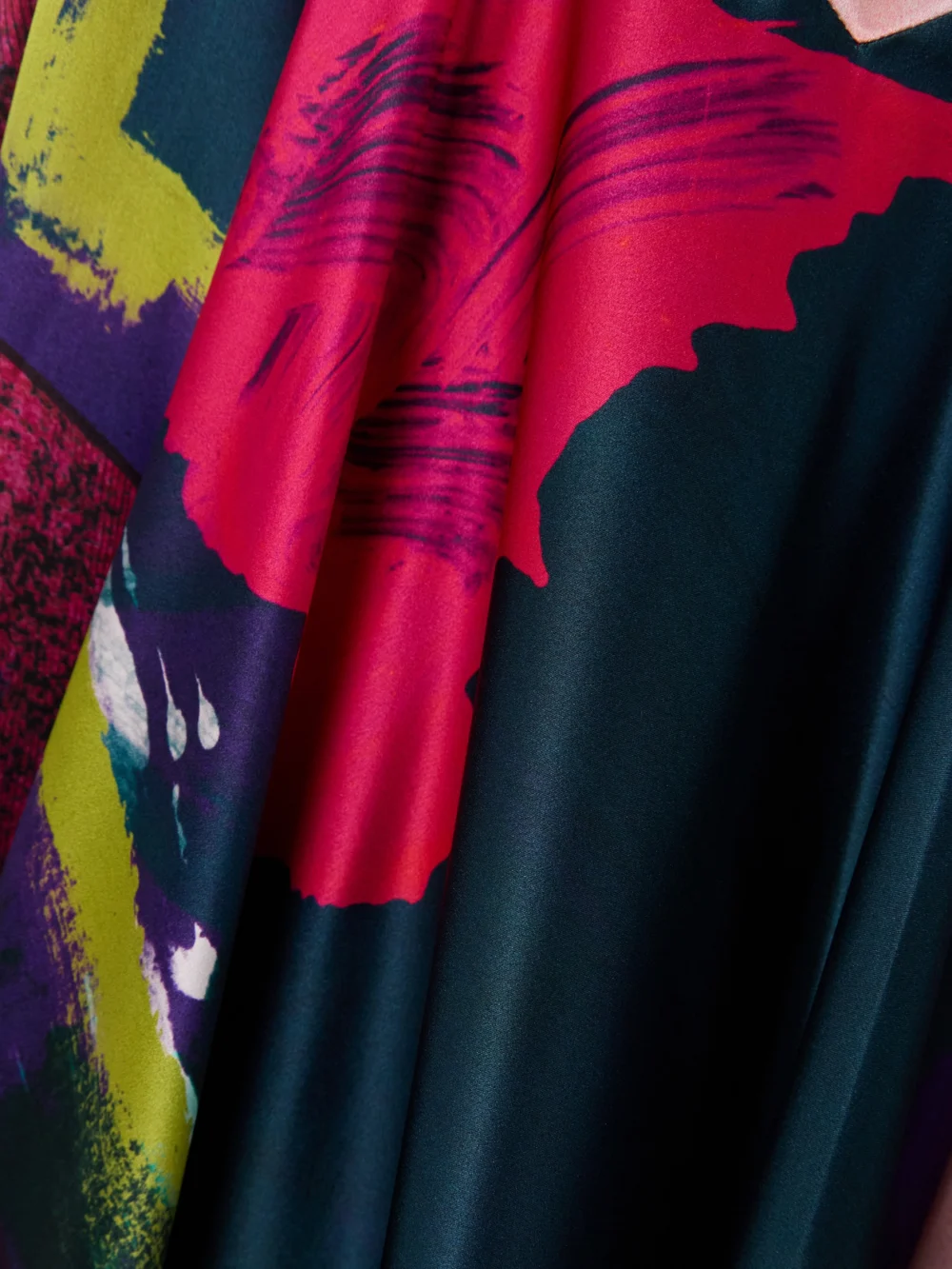 Close-up detail of the Roksanda Munir Printed Silk-satin Maxi Dress
