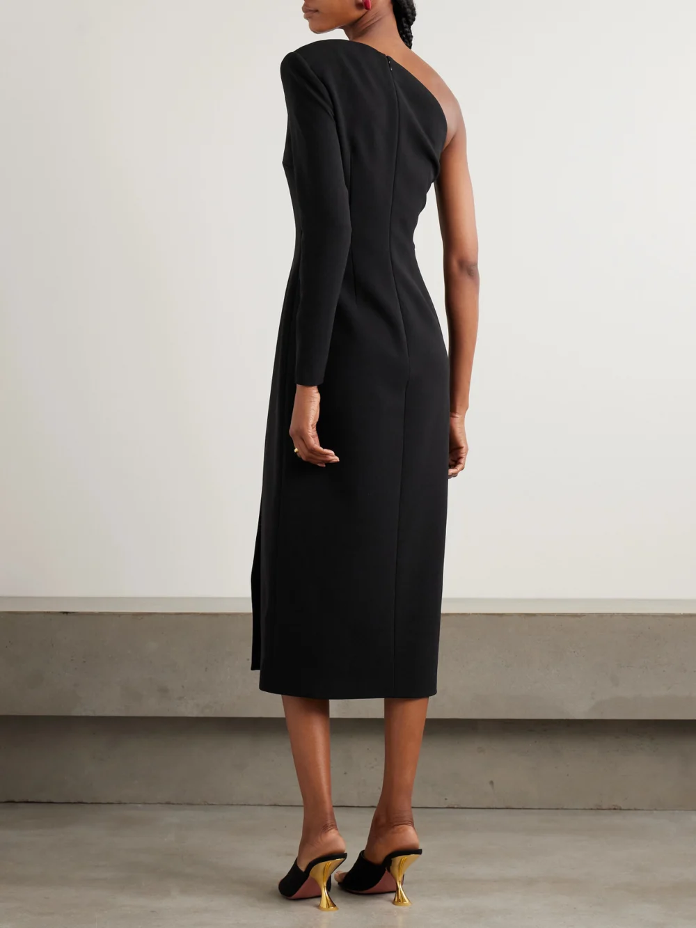 Back view of the Roksanda Zahrah One-sleeve Crepe Midi Dress