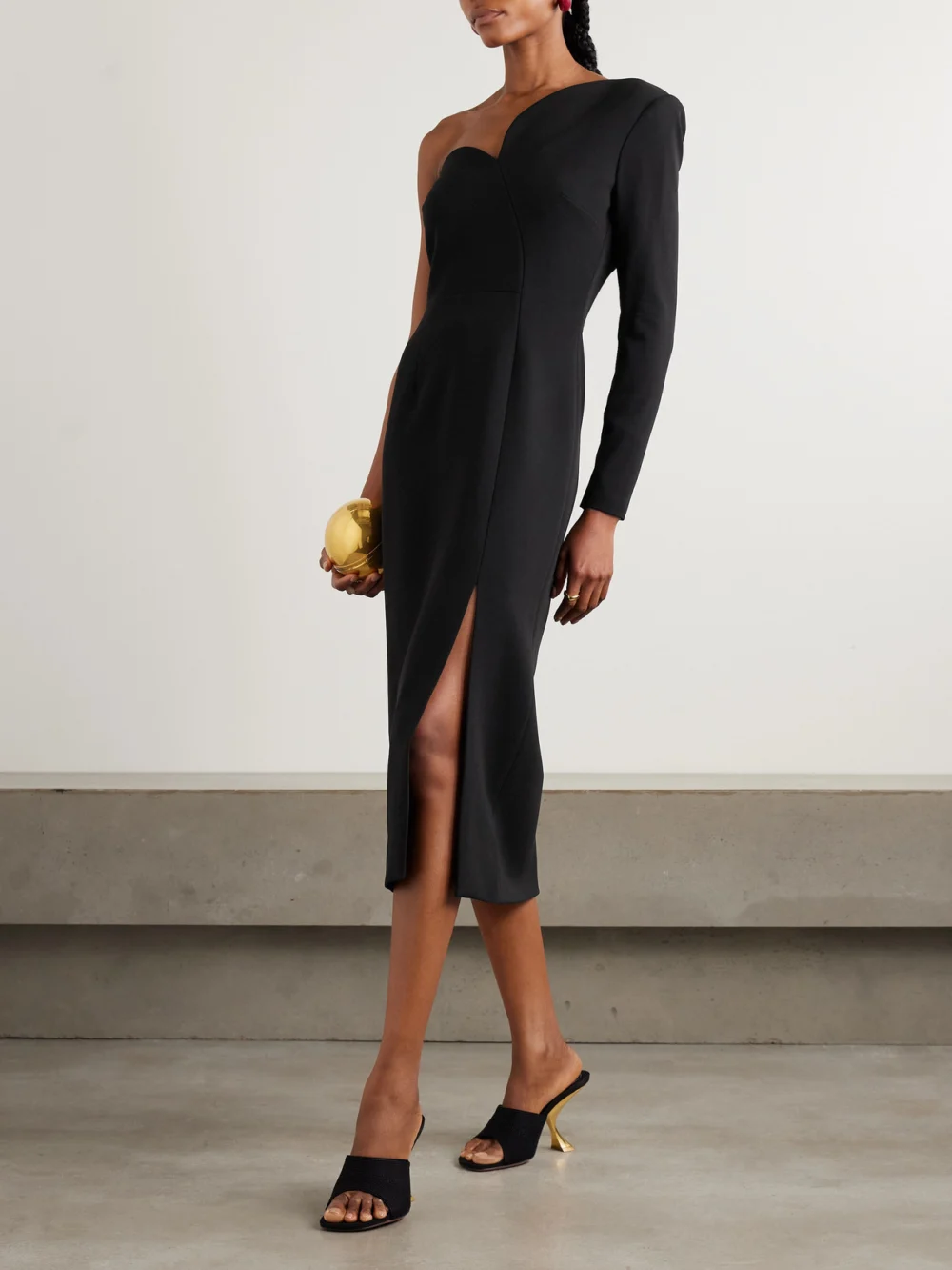 Roksanda Zahrah One-sleeve Crepe Midi Dress, worn by a model