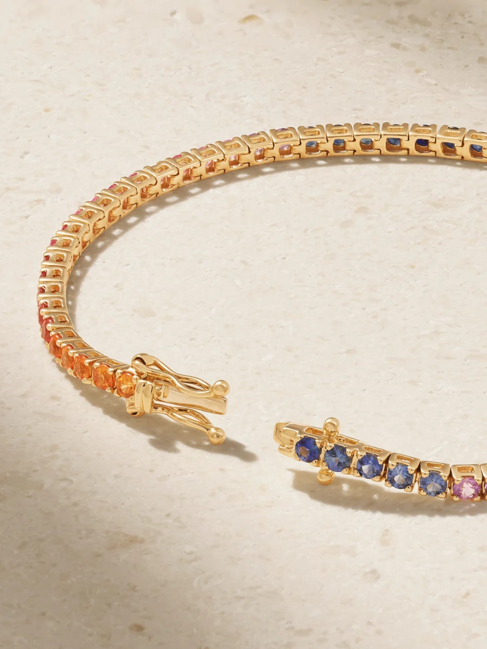 Back view of the Roxanne First 14-karat Gold Sapphire Tennis Bracelet