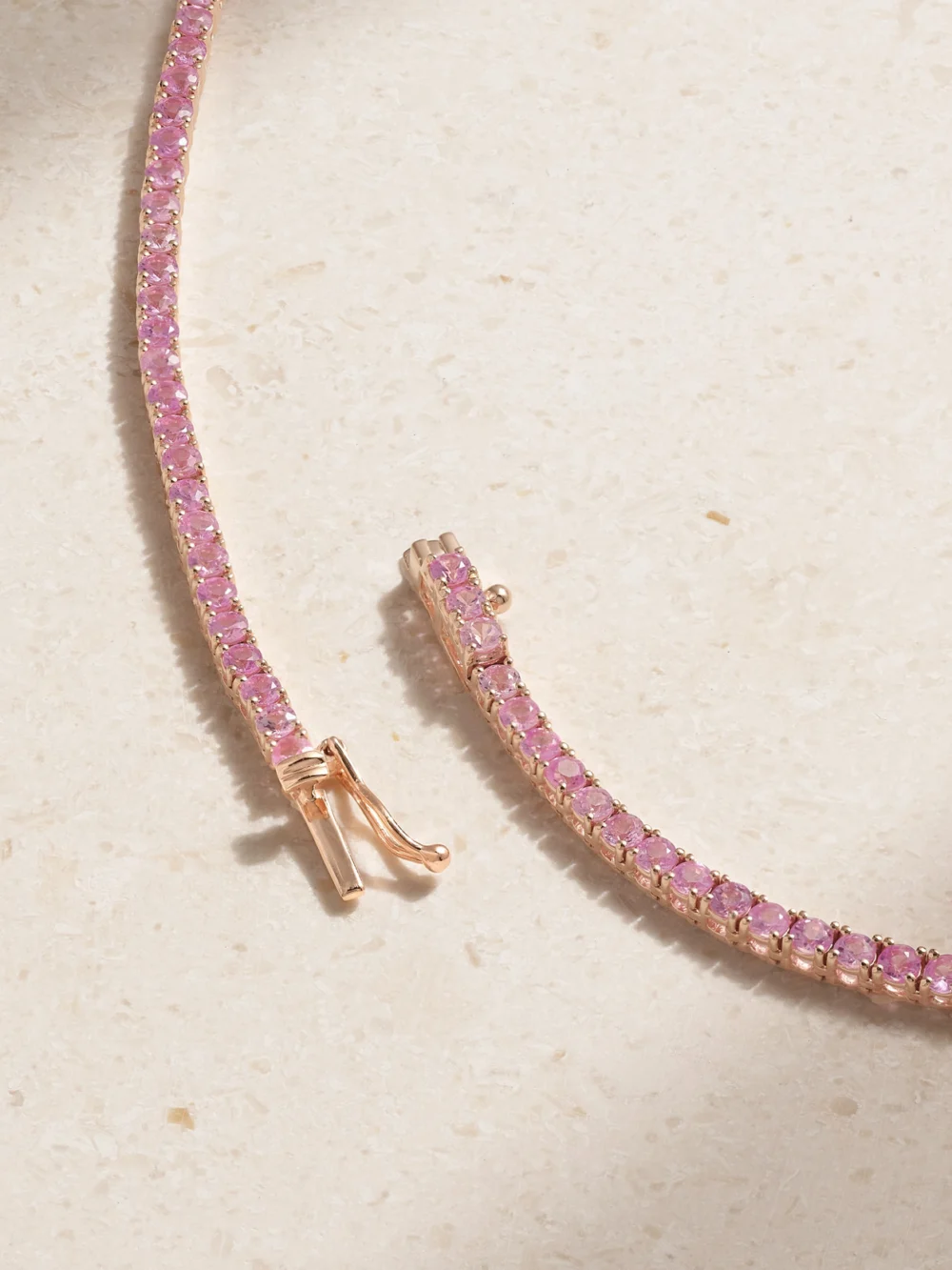 Back view of the Roxanne First 14-karat Gold Sapphire Tennis Necklace