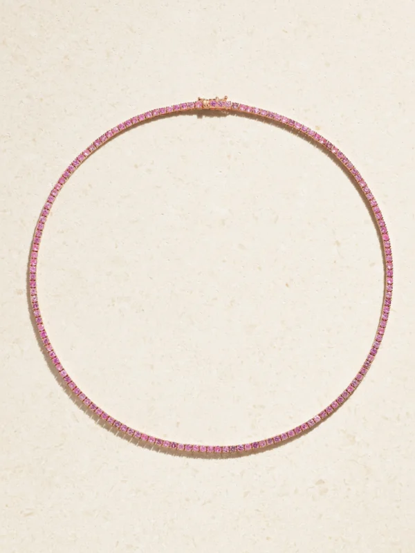 Roxanne First 14-karat Gold Sapphire Tennis Necklace