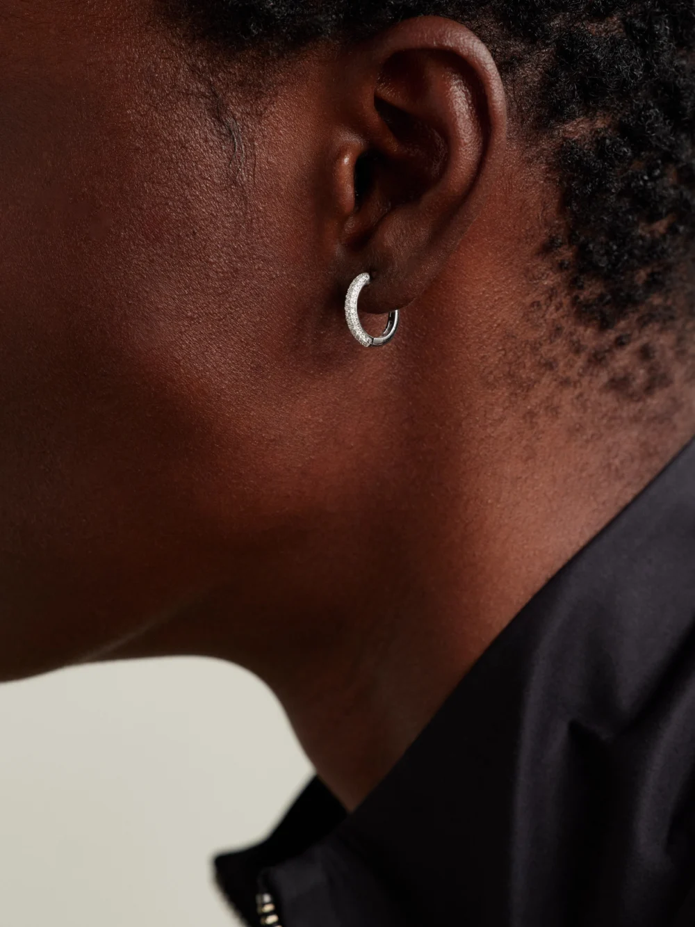Roxanne First 14-karat White Gold Diamond Hoop Earrings, styled view