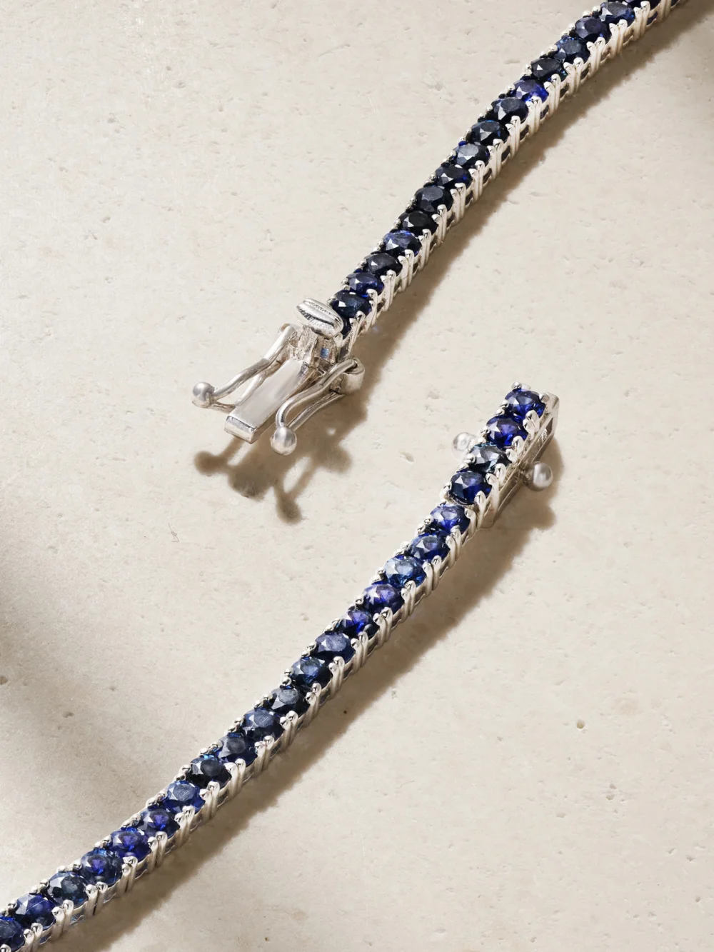 Back view of the Roxanne First 14-karat White Gold Sapphire Tennis Necklace