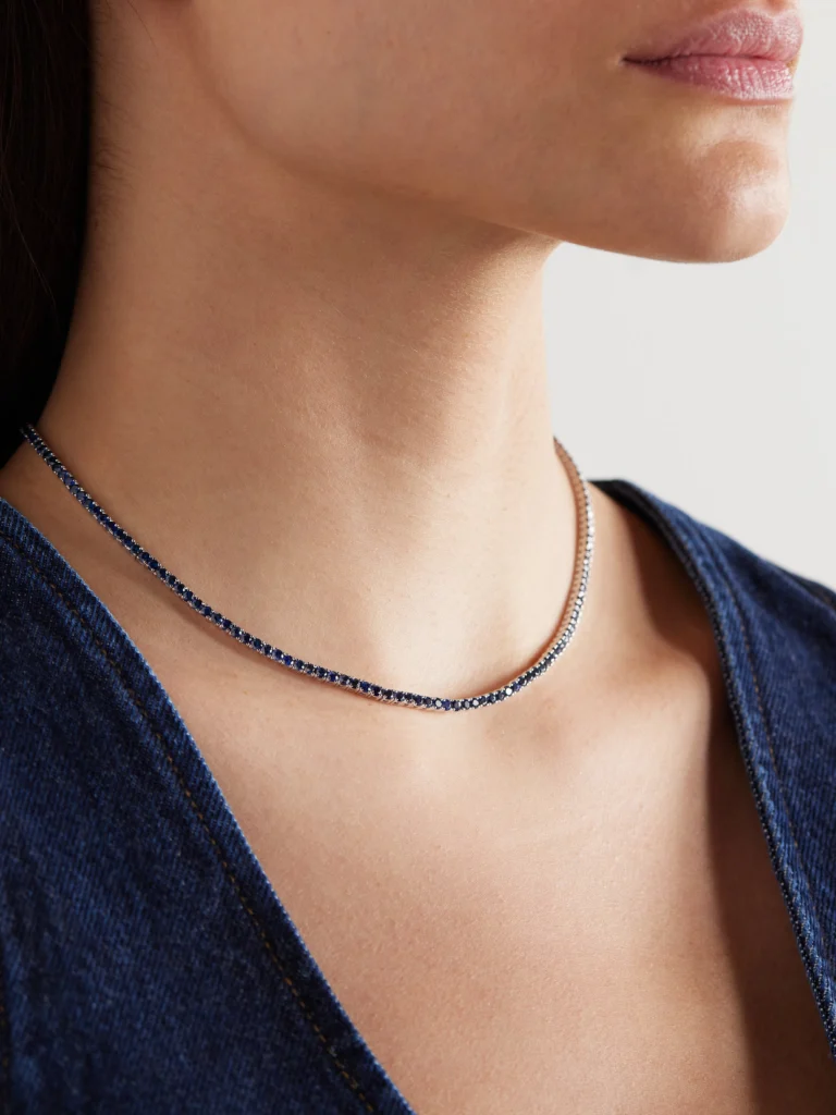 Roxanne First 14-karat White Gold Sapphire Tennis Necklace