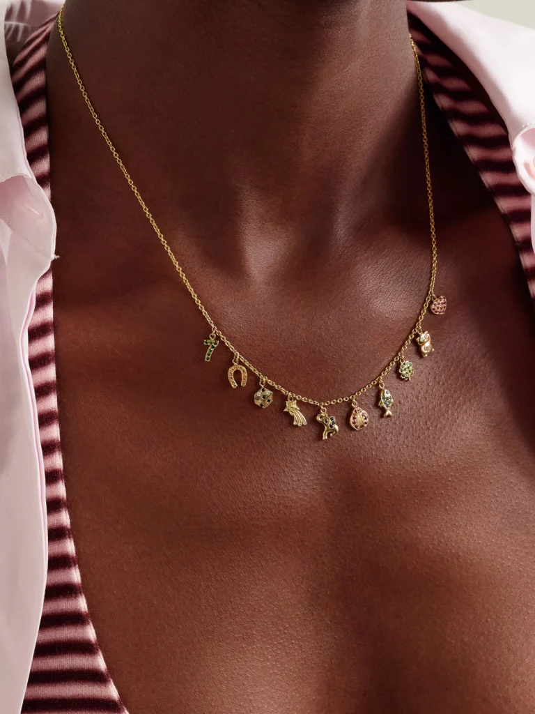 Roxanne First All the Luck Charm 14-karat Gold Sapphire Necklace