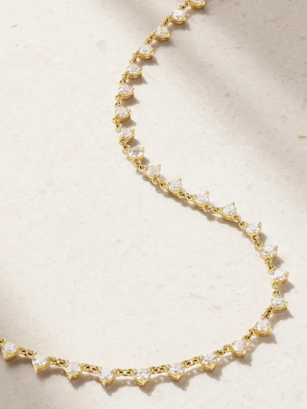 Close-up detail of the Roxanne First Cupcake 14-karat Gold Diamond Necklace