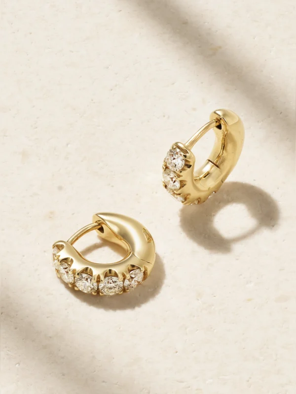Roxanne First Super Duper 14-karat Gold Diamond Hoop Earrings