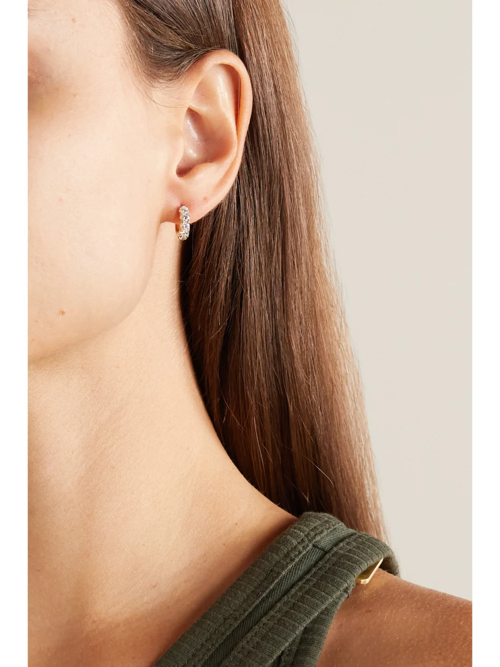 Roxanne First Super Duper 14-karat Gold Diamond Hoop Earrings, styled view