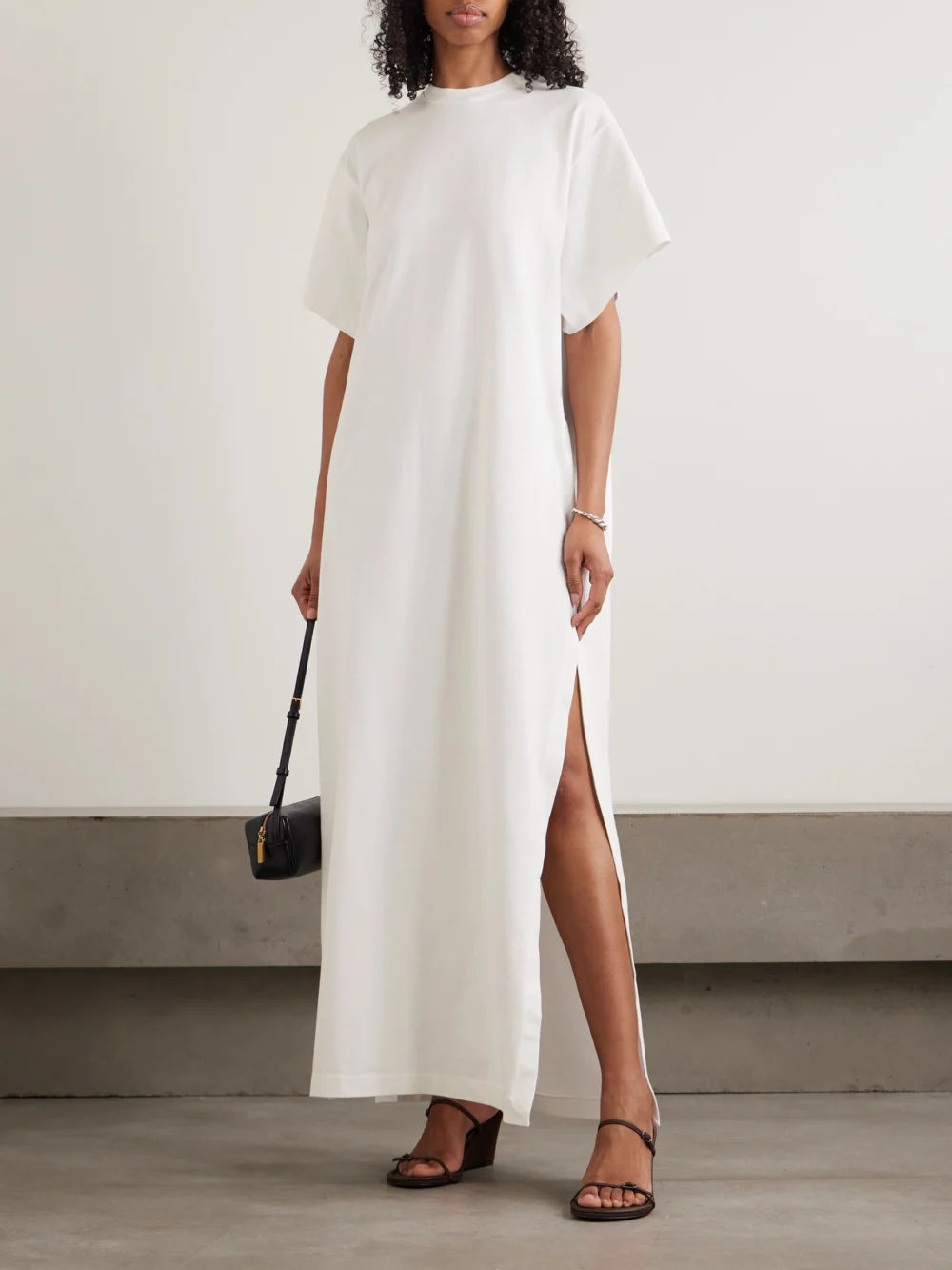 Rùadh Braun Embroidered Organic Cotton-jersey Maxi Dress, worn by a model