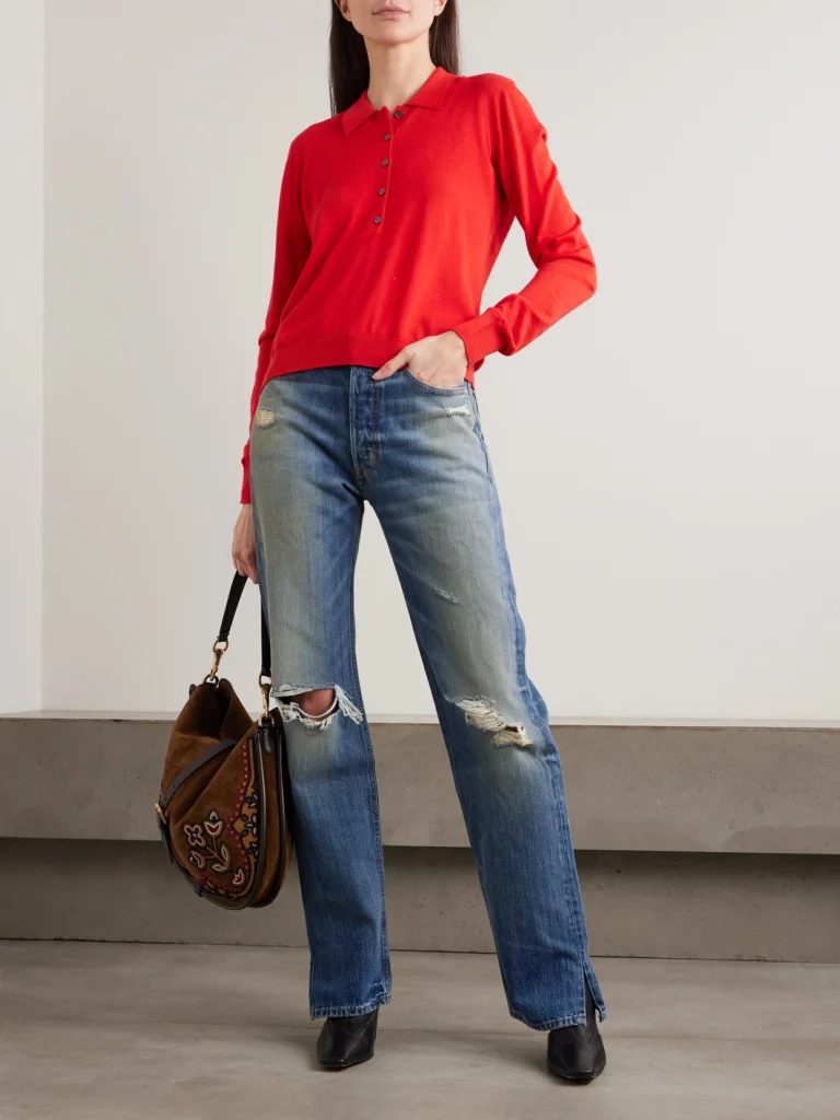 Rùadh Dea Embroidered Merino Wool Polo Sweater