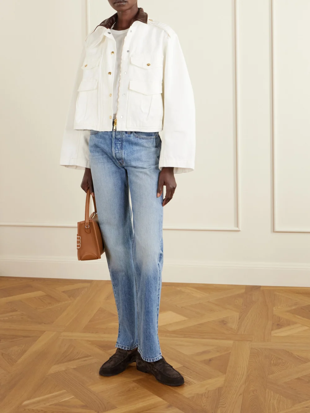 Rùadh Henderson Leather-trimmed Regenerative Cotton-canvas Jacket, worn by a model