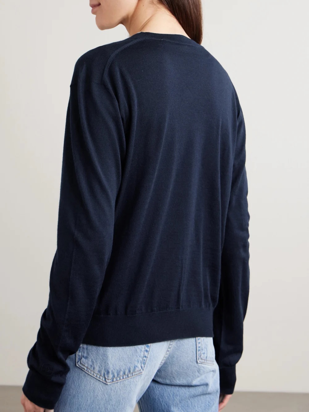 Back view of the Rùadh Oscar Embroidered Merino Wool Sweater