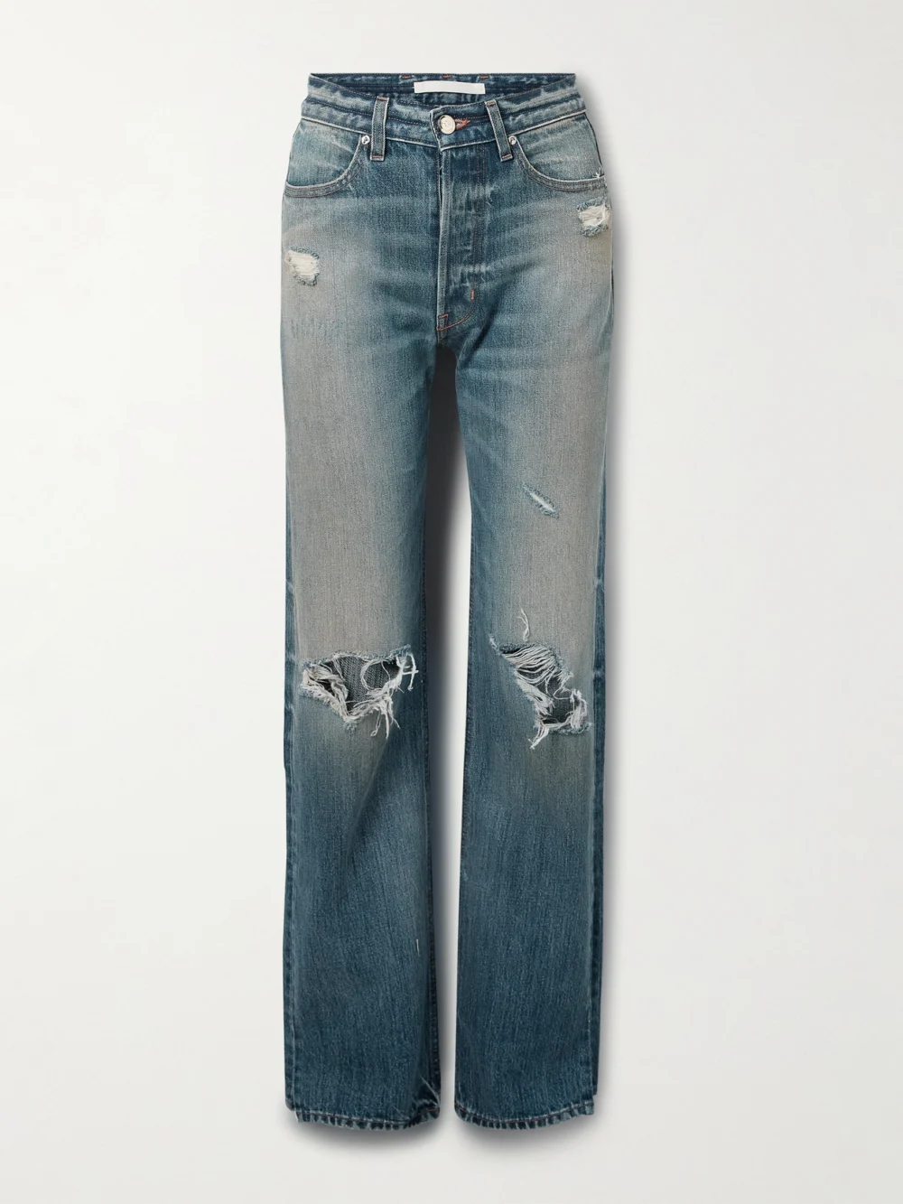 Rùadh The Agnes Distressed Mid-rise Straight-leg Jeans in mid denim