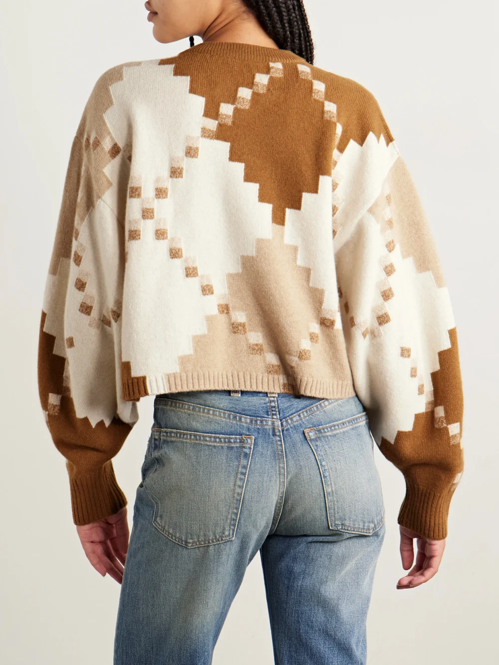Back view of the Rùadh The Ava Jacquard-knit Wool Sweater