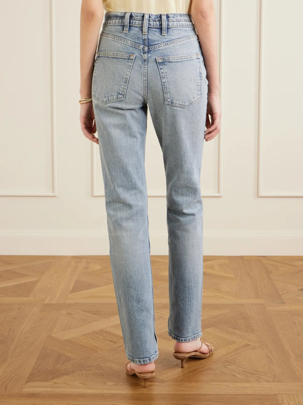 Back view of the Rùadh The Cecile Mid-rise Straight-leg Jeans