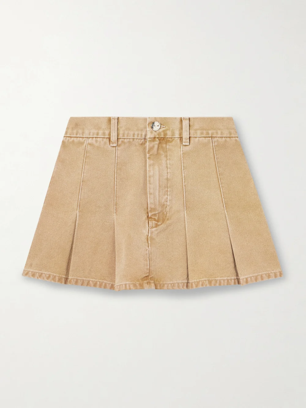 Rùadh The Kenna Pleated Cotton-canvas Mini Skirt in tan